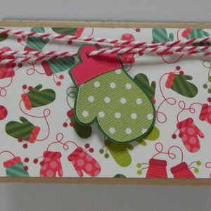 Schneefärmchen Weihnachtskartenhalter, Weihnachtsgeschenkkarte, Fäustlinge, handgemacht