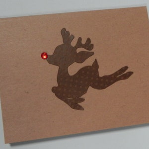 Rudolph Reindeer Weihnachtskarte, Weihnachtskarte, Reder Karte, Urlaub Karte, handgemachte Weihnachtskarte