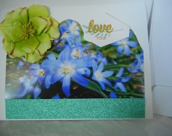 Love You ... 3D card, Happy Birthday, OOAK handmade ...#130