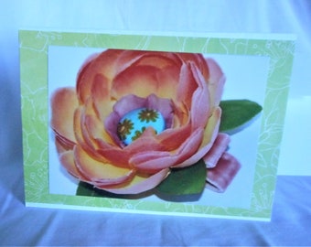 Peachy floral ... blank note card, all occasion, photo card, Peachy flower ... #241