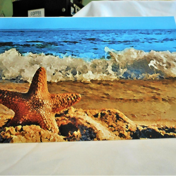 Father's Day ... Happy Father's Day card, 5x7 printed card, star fish by the sea, photo card ... #378