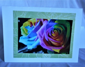 Rainbow Roses ... blank notecard, all occasion, photo card, handmade ... #240