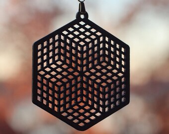 Wood Earrings Sacred Geometry Valentines Day