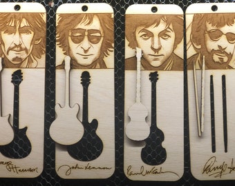 Beatles Bookmarks Personalized Wooden Custom Hand Crafted Gift