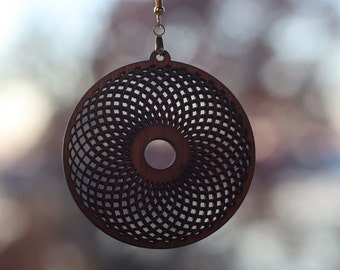 Wood Earrings Flower of Life