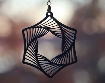 Wood Earrings Hexagon Sacred Geometry Valentines Day