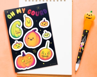 OH MY GOURD Sticker Sheet Pumpkin Stickers Halloween Stationary Halloween Stickers