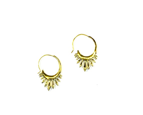 GOLD Tone Brass Mini Hoop Hoops Earrings Indian Middle Eastern Jewelry