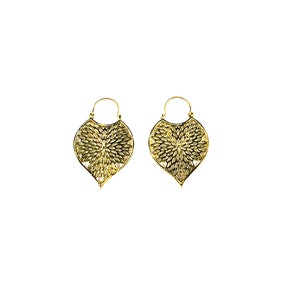 CUTOUT Hoja de oro Latón TEARDROP Tear Drop Pendientes Indios de Oriente Medio Pendientes artesanales Metal Joyería artesanal