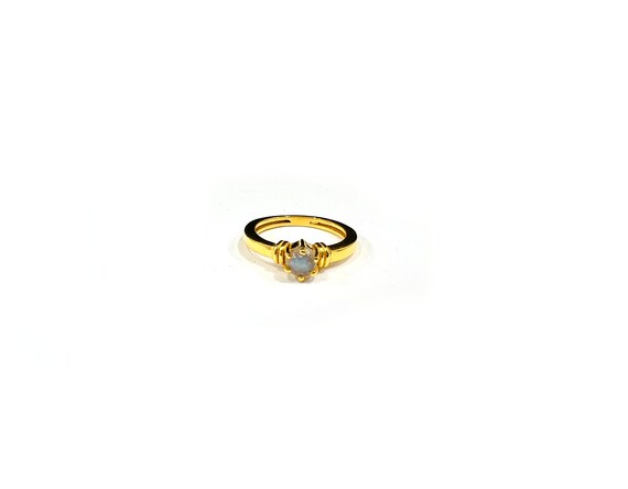GOLD Tone LABRADORITE Ring Brass Stylish Crystal Hippie Boho Chic Ring Sizes 6 7 8
