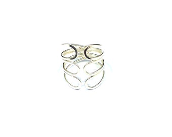 Vintage Delicato Leggero Aperto lavoro Anello Argento Boho Artisan Boho Chic Sterling Metallic Formato 7.5