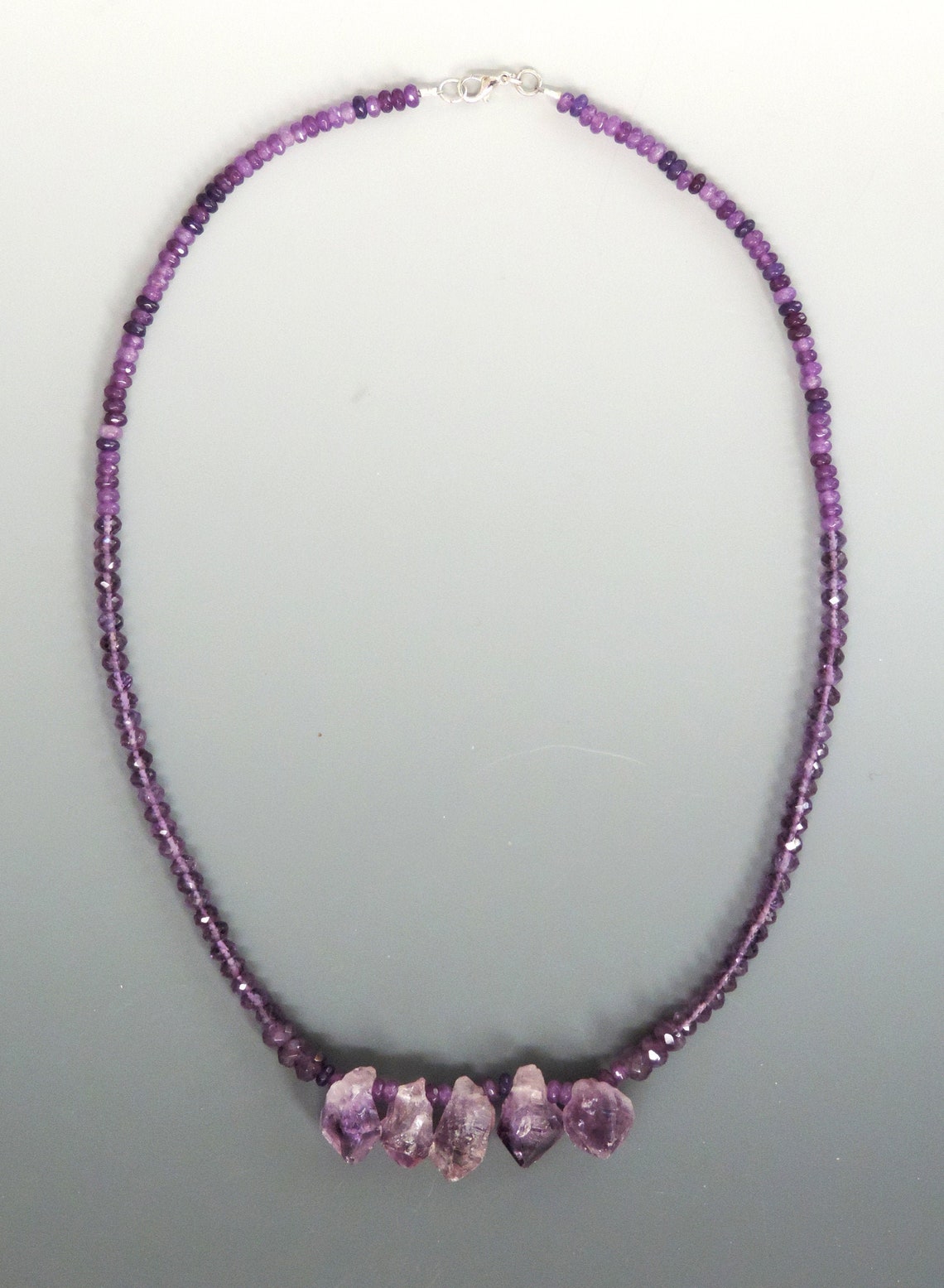 Amethyst Crystal beaded necklace Etsy