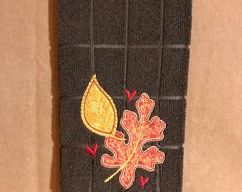 Fall embroidered kitchen towel
