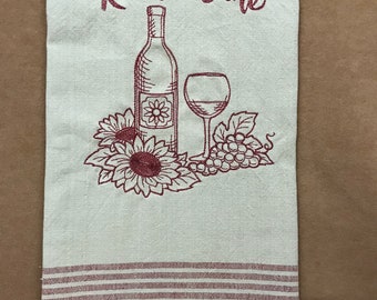 Wine embroidered towels set of 2