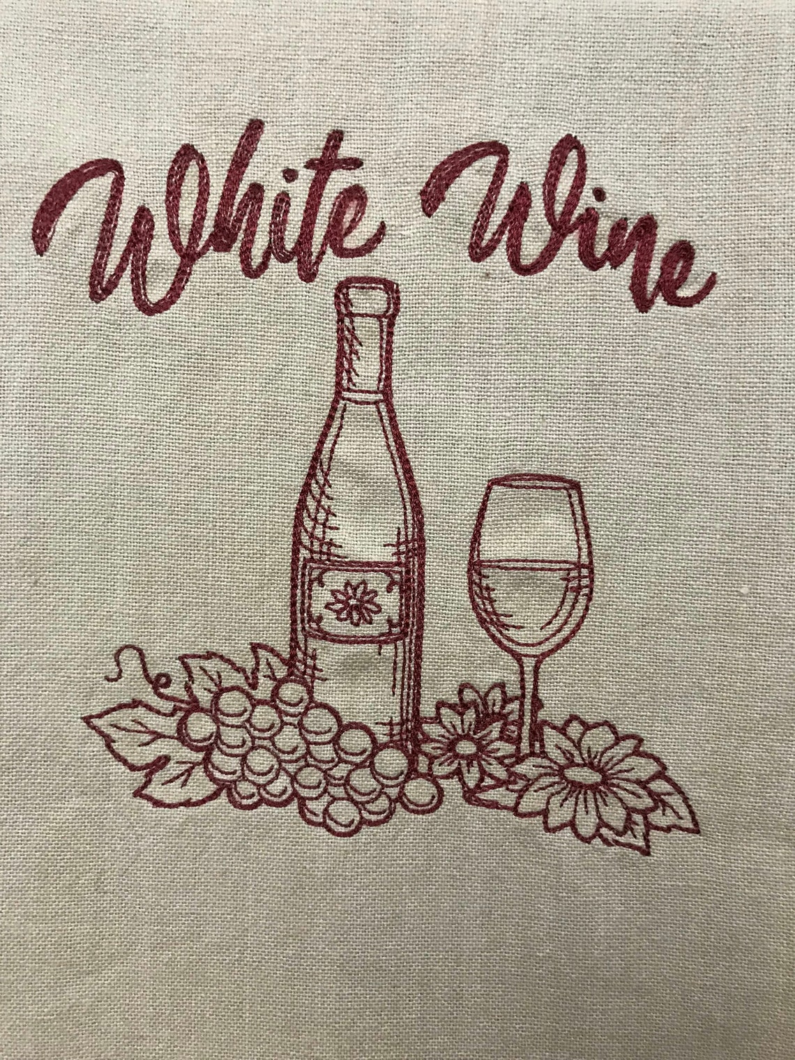 Wine embroidered towels set of 2 Etsy Nederland