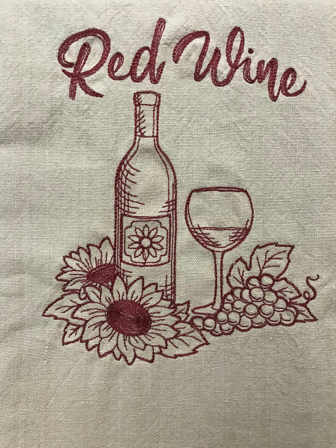 Wine embroidered towels set of 2 Etsy Nederland