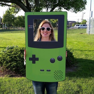 Game Boy Color Style Photo Prop, Video Game Party Prop, Lime Green, Gamer Photobooth Frame, Gamer Party, Digital Download, Printable