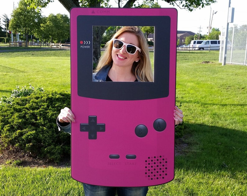 Game Boy Color Style Photo Prop Video Game Party Prop Pink Gamer Photobooth Frame Gamer Party Digital Download Printable