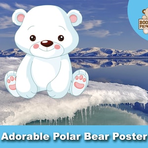 Polar Bear Party Prop, Polar Bear Printable, Kid Polar Bear, Polar Bear Birthday Decoration, Polar Bear Birthday Party, Digital Download
