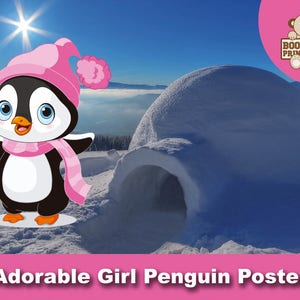 Penguin Party Prop, Penguin Printable, Kid Penguin For Girls, Penguin Birthday Decoration, Penguin Birthday Party, Digital Download