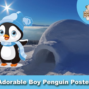 Penguin Party Prop, Penguin Printable, Kid Penguin For Boys, Penguin Birthday Decoration, Penguin Birthday Party, Digital Download