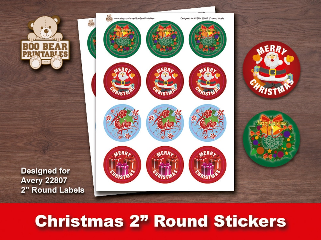 Christmas Stickers, 2 Inch Round Labels, Party Favors (digital Download ...