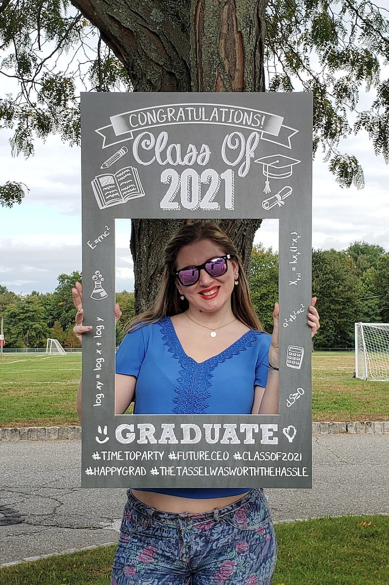 Graduation Selfie Frame Chalkboard Photo Prop Poster Sign