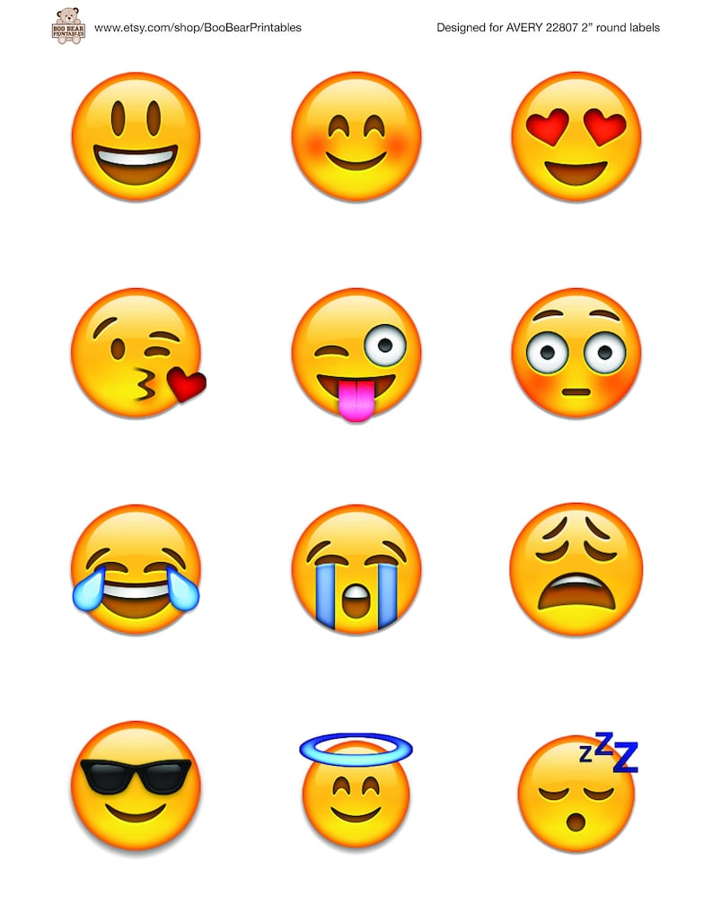 Emoji Labels Emoticons Printable DIY Social Media Labels - Etsy