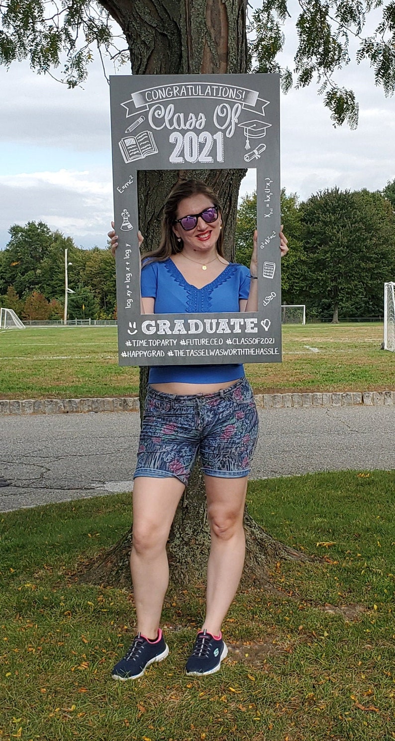Graduation Selfie Frame Chalkboard Photo Prop Poster Sign Etsy