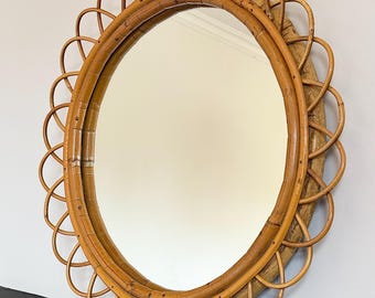 Vintage Looped Bamboo & Cane Mirror