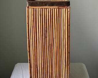 Vintage Italian Pencil Reed and Brass Umbrella Stand