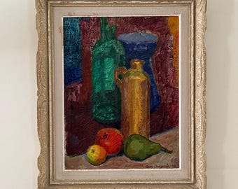 Swedish Still Life Oil on Panel by Georg Lindström, 1945