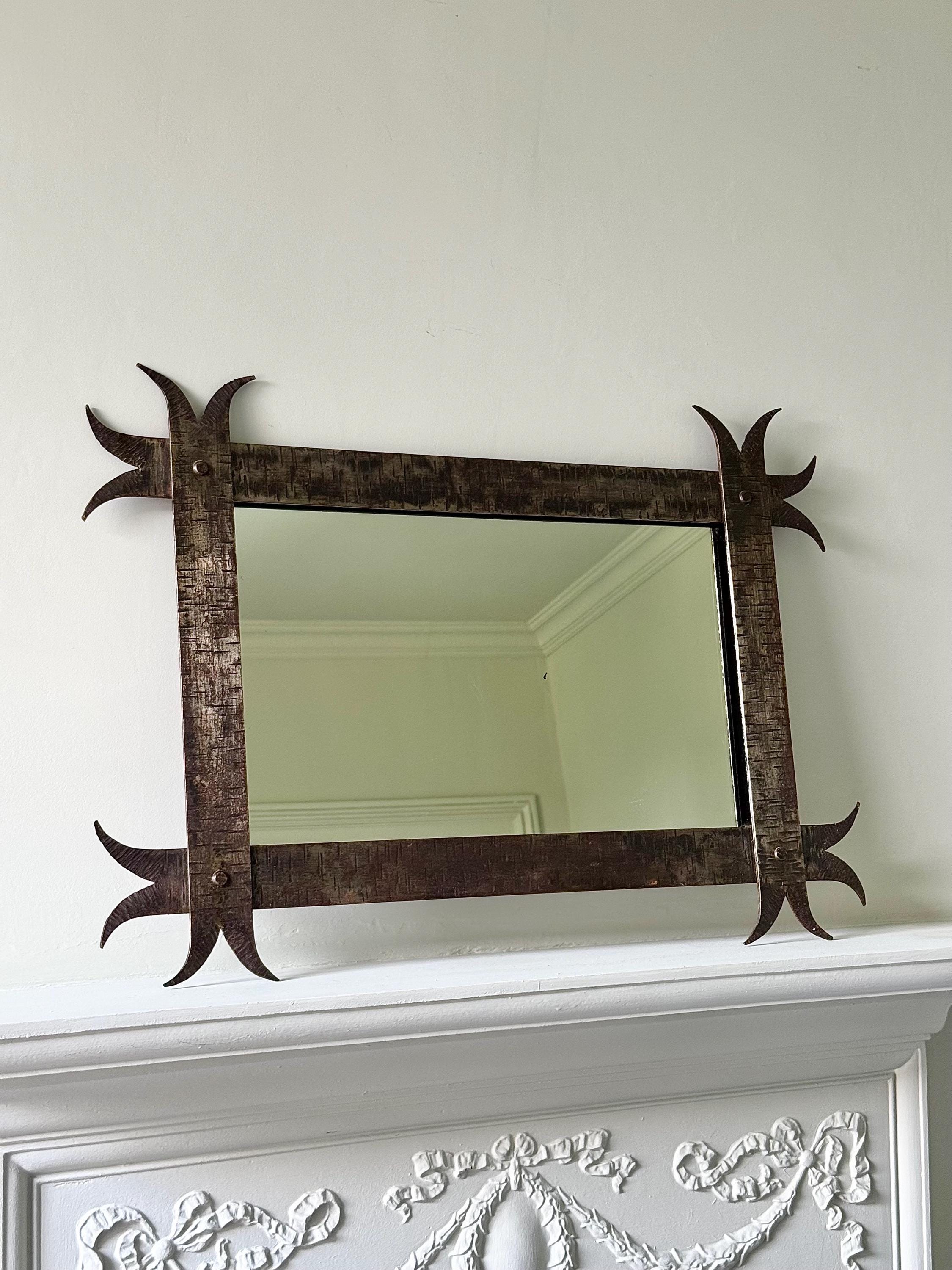 French Brutalist Iron Mirror