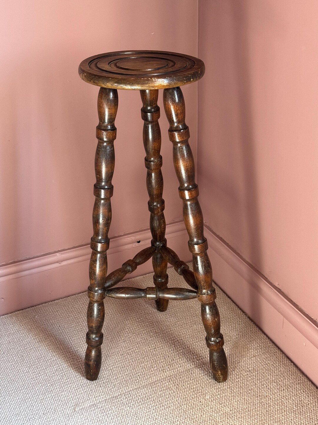 Vintage French Large Bobbin 3 Leg Tripod Milking Stool Dark Wood - Etsy