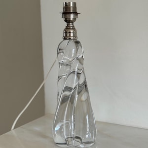 Vintage French Baccarat Crystal Glass Twisted Table Lamp