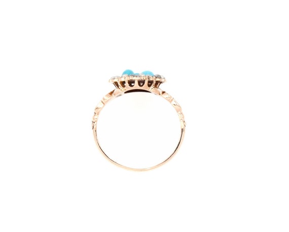 Antique Victorian Turquoise + Seed Pearl Ring - image 3