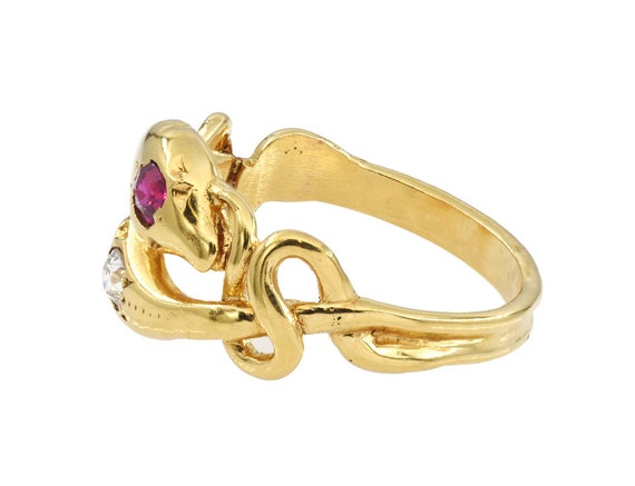 Antique Victorian 18k Yellow Gold Ruby + Diamond … - image 4