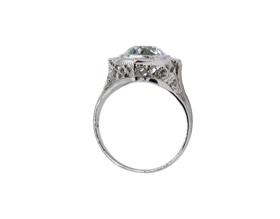 18k White Gold Aquamarine Filigree Ring - image 5