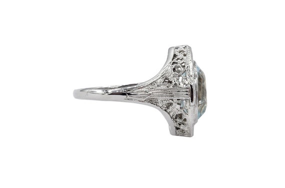 18k White Gold Aquamarine Filigree Ring - image 3