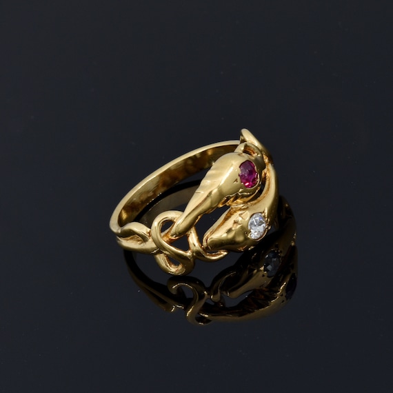 Antique Victorian 18k Yellow Gold Ruby + Diamond … - image 1