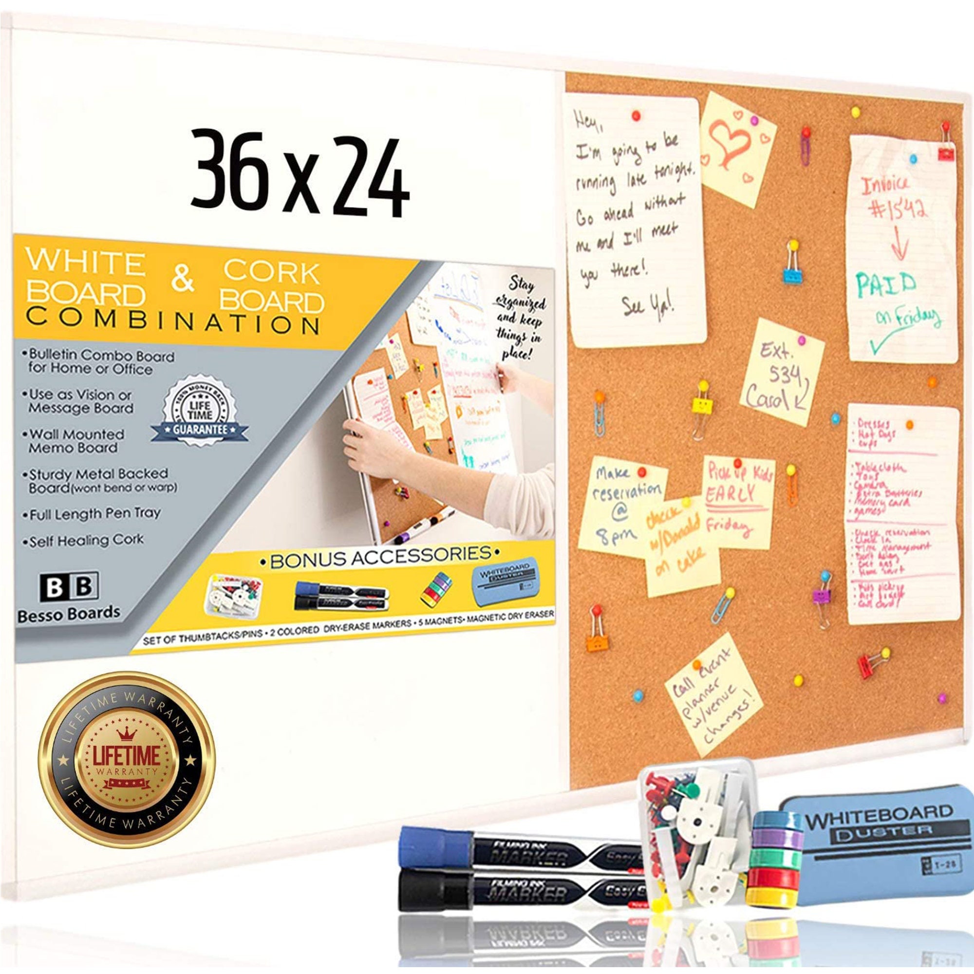 Dry Erase Cork Board Combo Set 36 x 24 White and Etsy