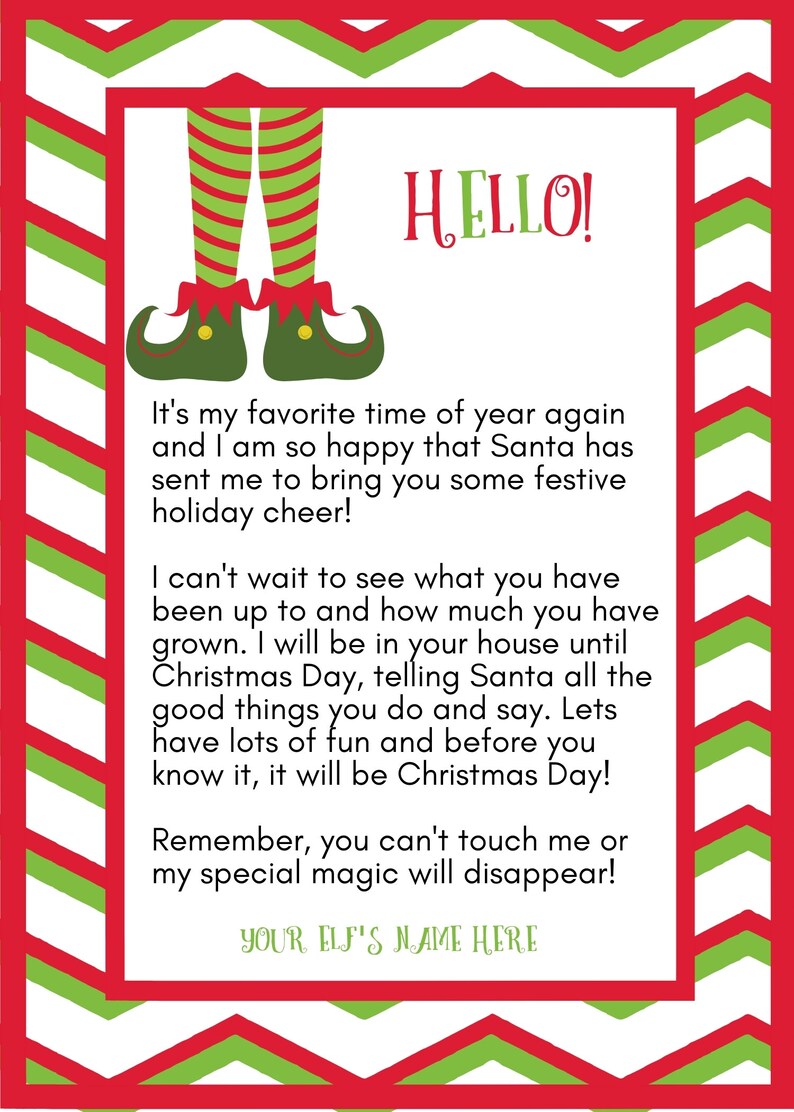 Printable Christmas Elf Welcome Back and Goodbye Letter Set / | Etsy