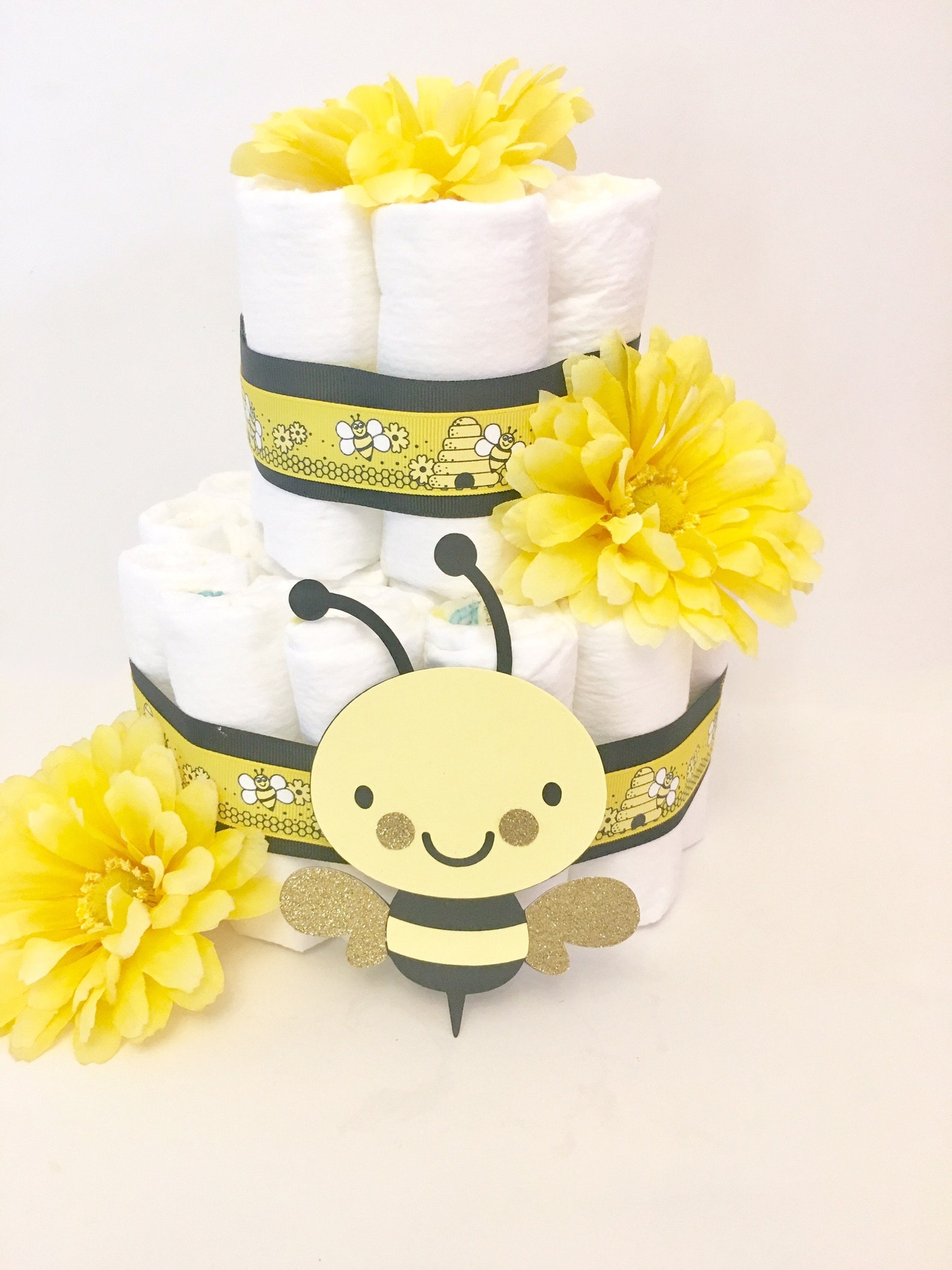2 Tier Bumble Bee Diaper Cake. Boy Baby Shower. Girl Baby Etsy