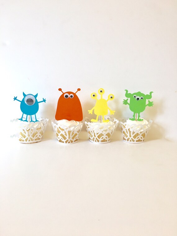 Monster Cupcake Toppers. Monster Baby Shower. Monster Party Etsy