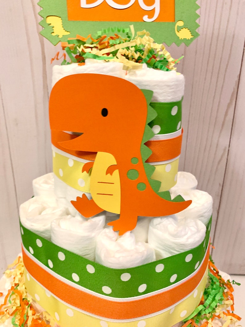 3 Tier Dinosaur Diaper Cakes. Dinosaur Baby Shower. Baby Etsy