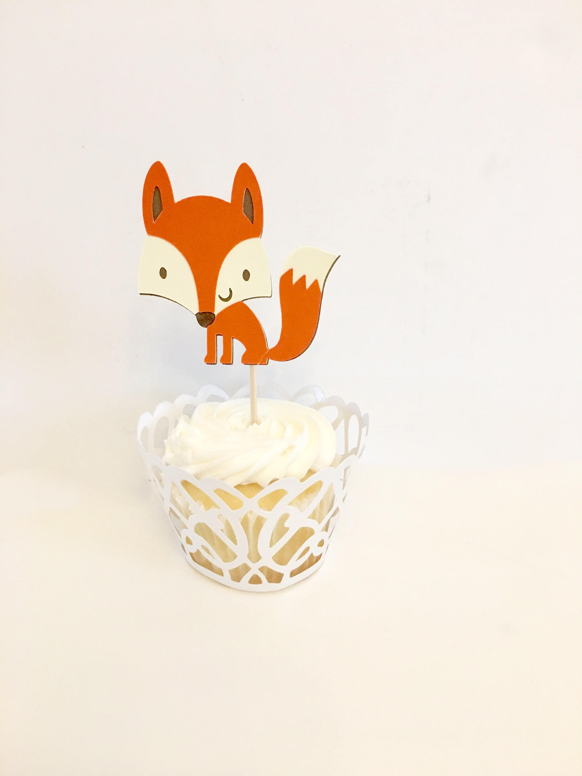 Fox Cupcake Toppers. Baby Shower Woodland. Decoraciones de Etsy