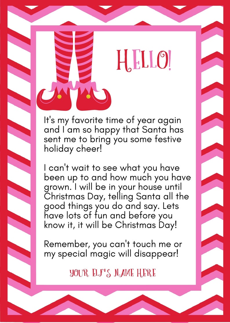 Christmas Elf Welcome Back or Hello Letter / Instant Download