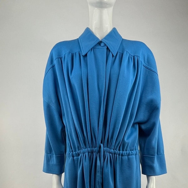 1980's Sonia Rykiel Sky Blue Full Length Duster|Long Shirt Dress|Luxury Brand Overcoat|Couture Shirt Jacket|Oversized Slouchy Duster|XL