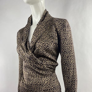Constance Saunders for Richard Warren Silk Blouse|Brown Leopard Print Casual Dressy Blouse|Animal Print Work Blouse|Date Night Blouse|4