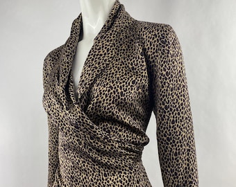 vintage en soie à imprimé léopard | Col roulé, taille 4